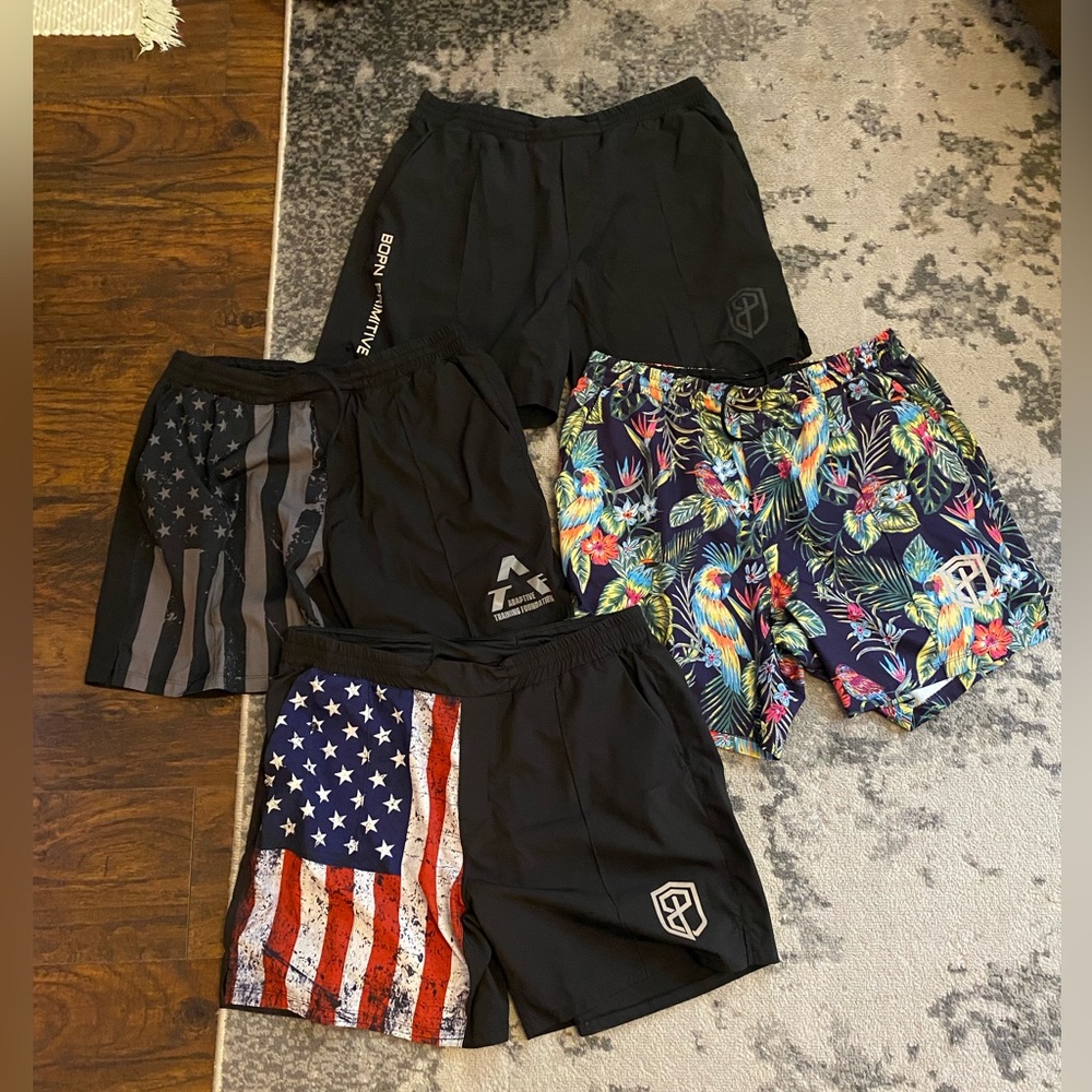 Lot of 4 Born Primitive men’s workout shorts, size XXL